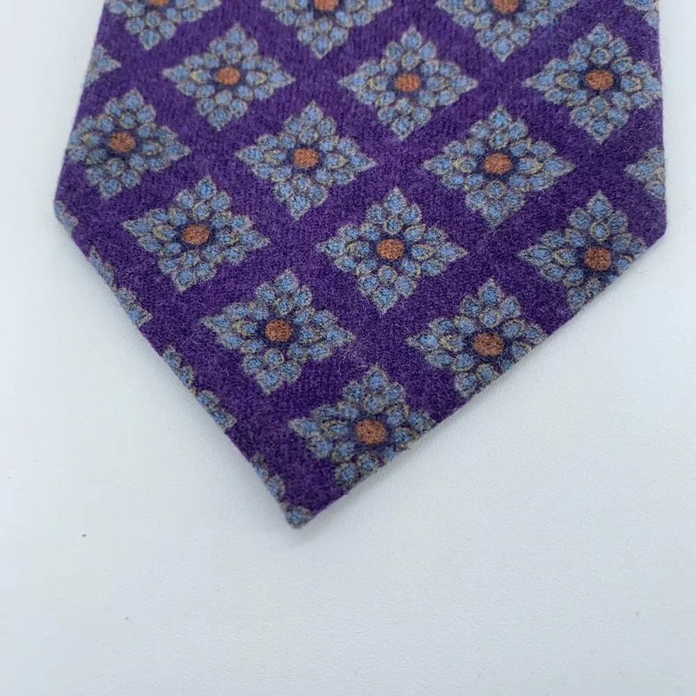 Eton Tie Mens One Size Purple‎ Blue Floral Classic Luxury Necktie Italy Made